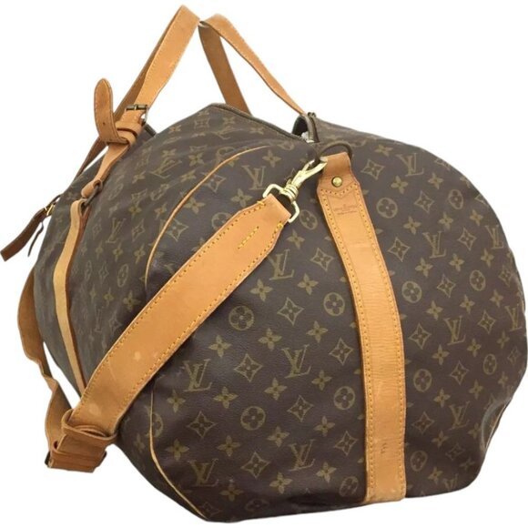 628451AP (S6) Louis Vuitton Travel Bag Sac Polochon Brown Monogram w/Shoulder St - Picture 3 of 12